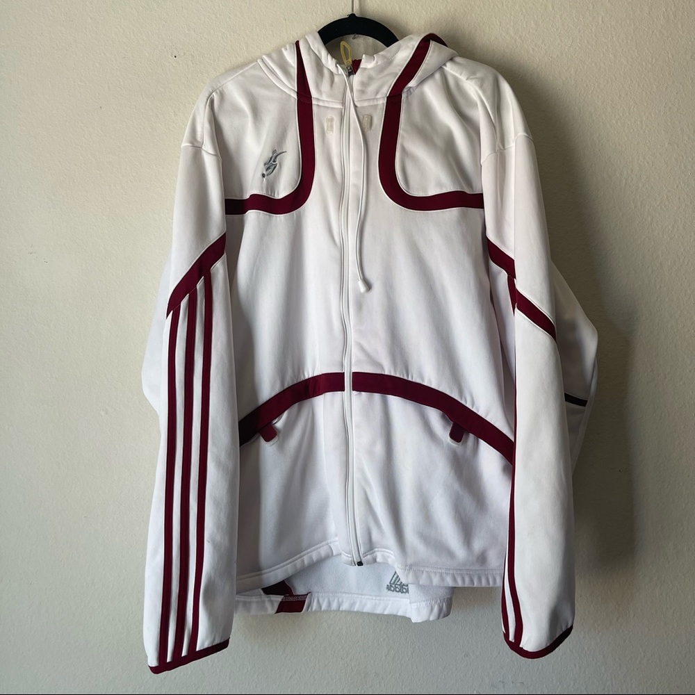 Adidas White Full Zip Hooded Sweatshirt